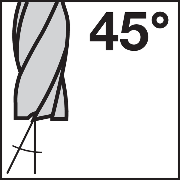 Spiralwinkel (Spanwinkel): 45